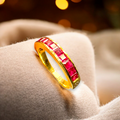 Handmade 14K Gold Ruby Eternity Band with Diamond Accents