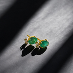 Handmade 14k Gold Elegant Emerald Stud Earrings
