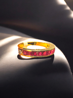 Handmade 14K Gold Ruby Eternity Band with Diamond Accents
